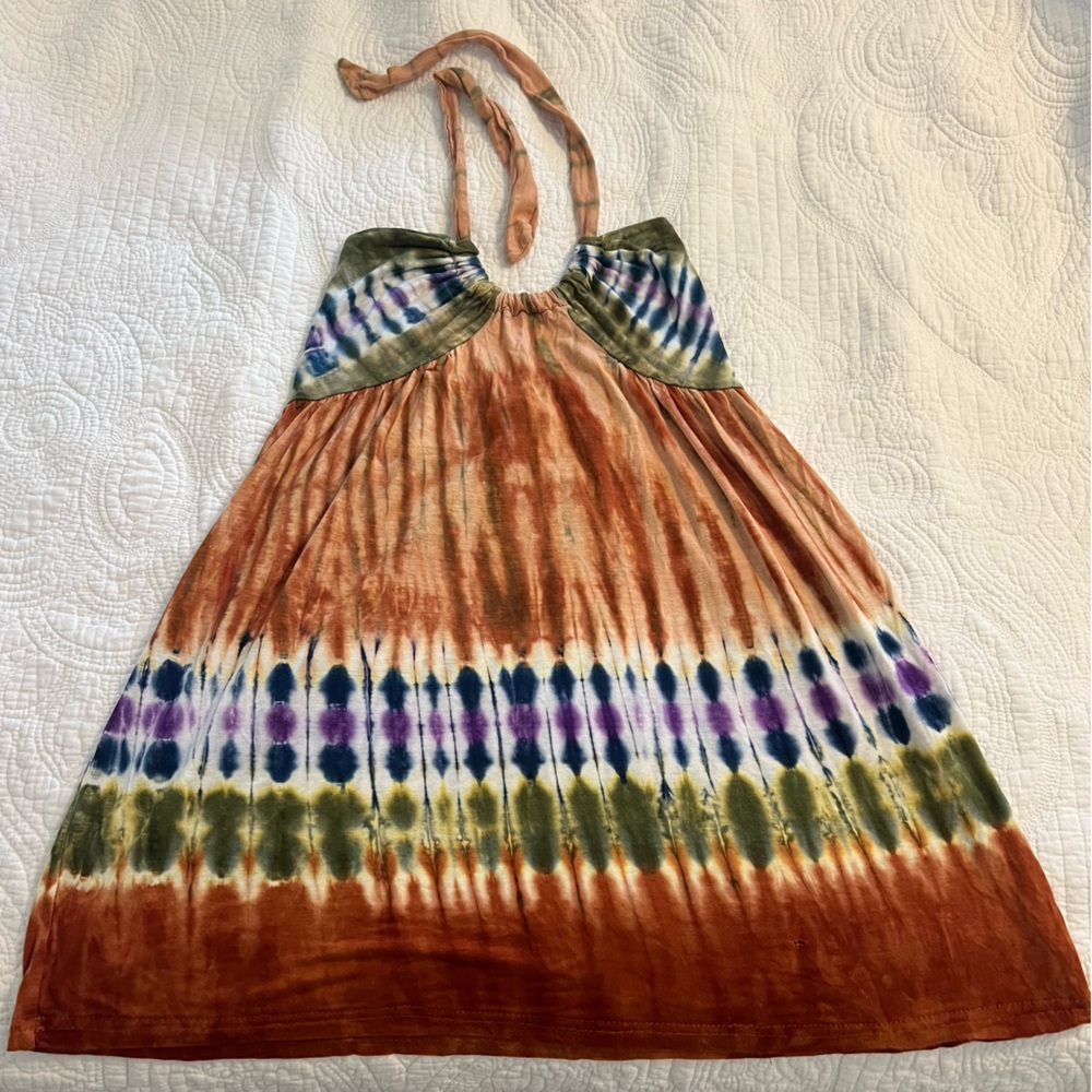 Tie-Dye Halter Mini Dress